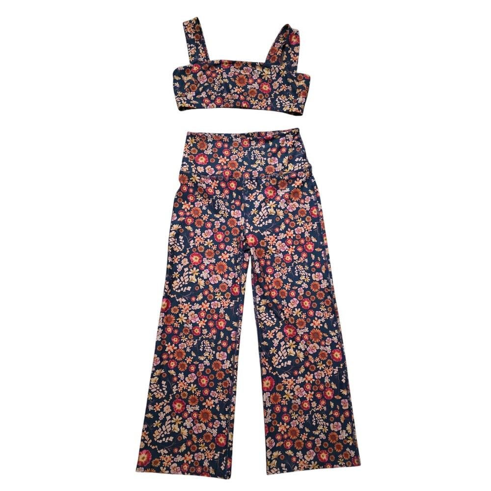 Beyond Yoga Retro Press Floral Day One Cropped Tank & Matching Pants Size XL